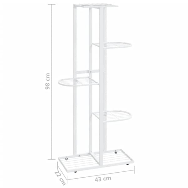 vidaXL 5-kerroksinen kukkateline 43x22x98 cm valkoinen metalli