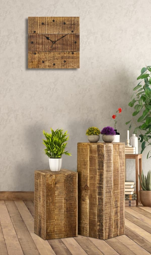 Blompelare 27×27 blommor avföring trä växt stativ mango trä