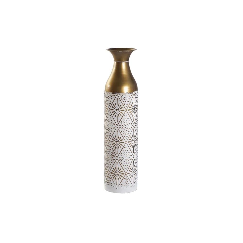 Vas DKD Home Decor Gyllene Metall Vit Järn Orientalisk (14 x 14 x 62,5 cm)