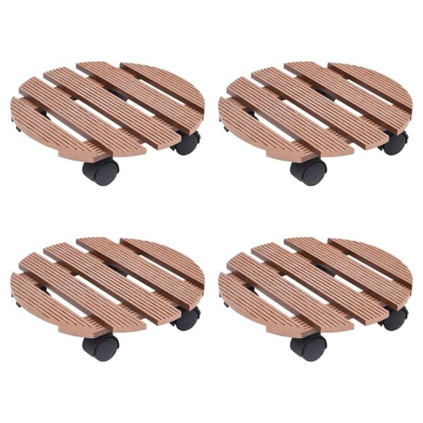 vidaXL Pottetraller 4 stk brun Ø30x7,5 cm WPC