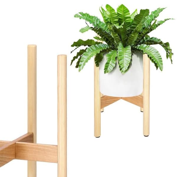 SPRINGOS® växtställ i trä - Skandistyle - 19 x 19 x 35 cm - Lackat - Naturligt