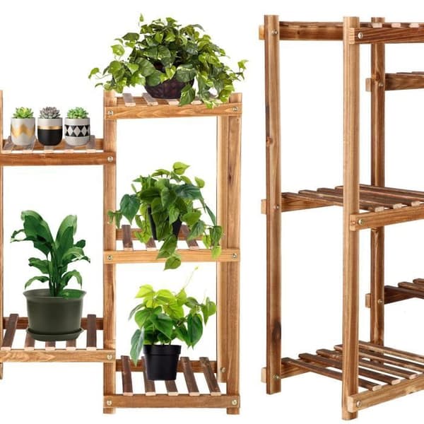 SPRINGOS® Växtställ, Blomsterställ 5-vånings Bambu Trä Blomstrappa Balkong Vardagsrum Trädgård Uteplats
