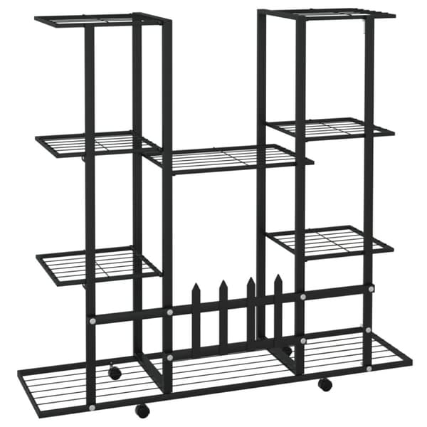 vidaXL blomsterstativ med hjul 94,5x24,5x91,5 cm jern sort