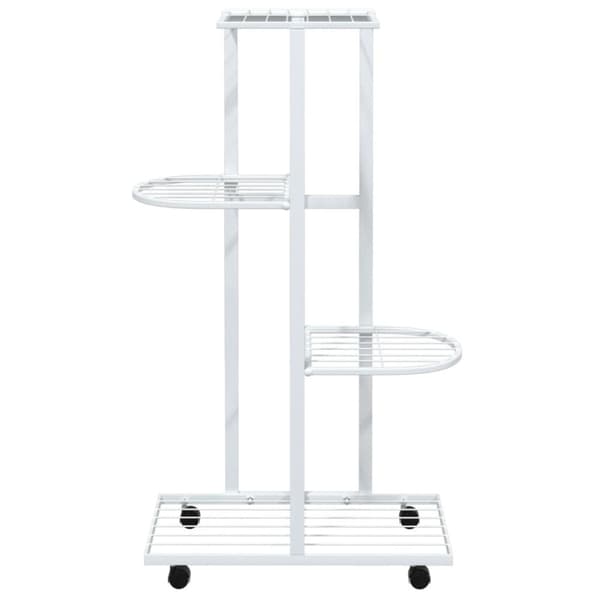 vidaXL blomsterstativ 4 niveauer med hjul 44x23x80 cm jern hvid