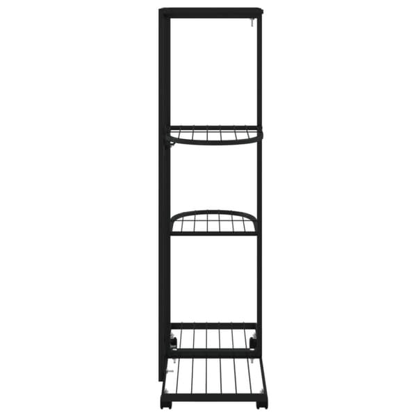 vidaXL 4-kerroksinen Kukkateline pyörillä 44x23x80 cm musta rauta