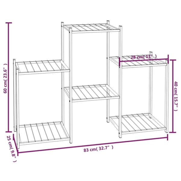 vidaXL blomsterstativ 83x25x60 cm jern sort