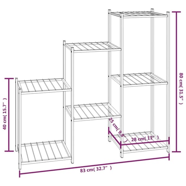 vidaXL Kukkateline 83x25x80 cm musta rauta