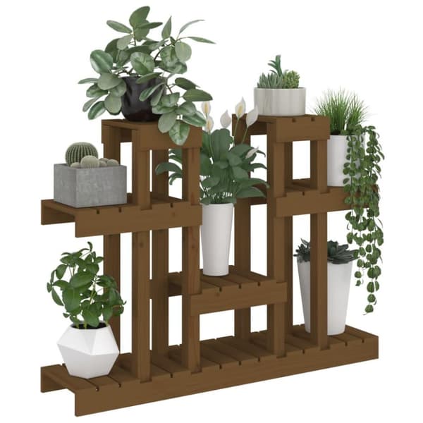 vidaXL plantestativ 104,5x25x77,5 cm massivt fyrretræ gyldenbrun