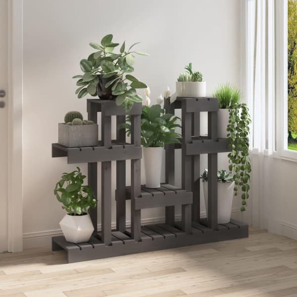 vidaXL plantestativ 104,5x25x77,5 cm massivt fyrretræ grå