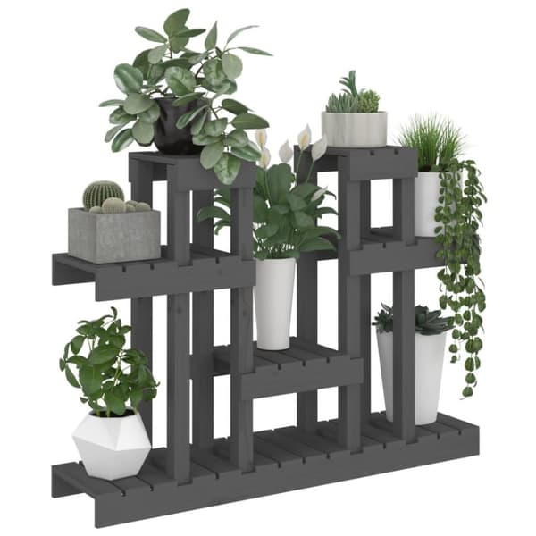 vidaXL plantestativ 104,5x25x77,5 cm massivt fyrretræ grå
