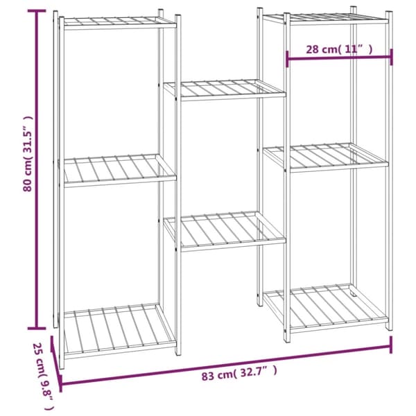 vidaXL Blomsterstativ 83x25x80 cm svart jern