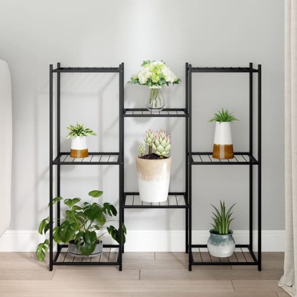 vidaXL Blomsterstativ 83x25x80 cm svart jern