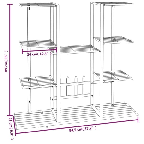vidaXL Blomsterstativ 94,5x25x89 cm svart jern