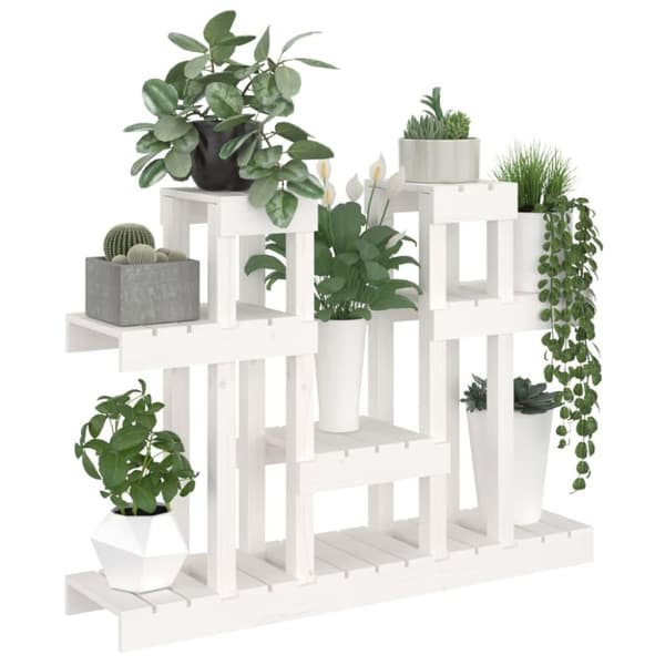 vidaXL Växtställ vit 104,5x25x77,5 cm massiv furu