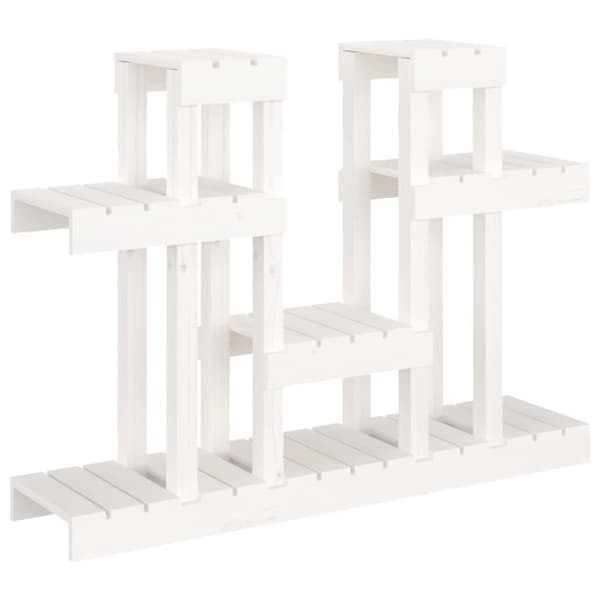 vidaXL Växtställ vit 104,5x25x77,5 cm massiv furu