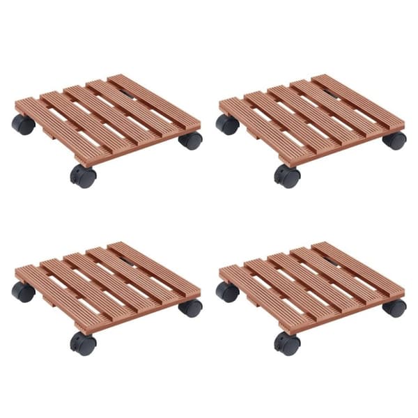 vidaXL Pottetraller 4 stk brun 30x30x7,5 cm WPC