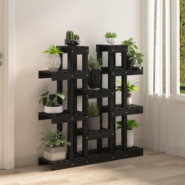 vidaXL Plantestativ svart 104,5x25x109,5 cm heltre furu