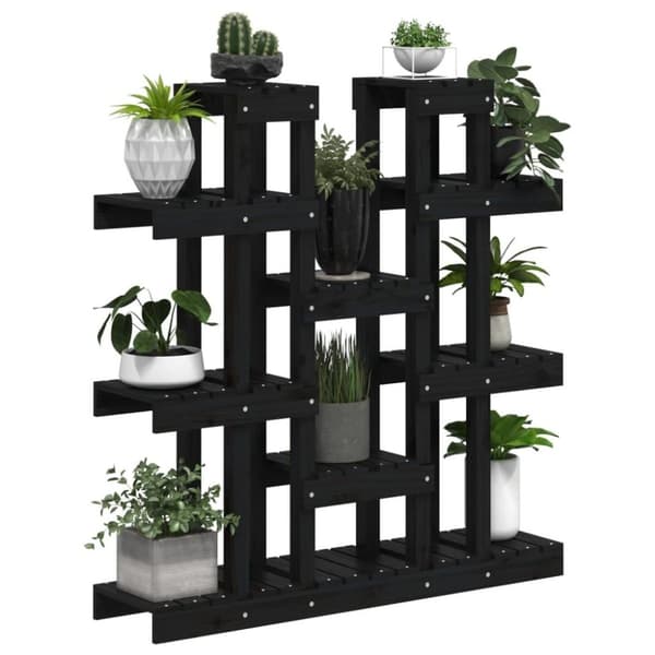 vidaXL Plantestativ svart 104,5x25x109,5 cm heltre furu