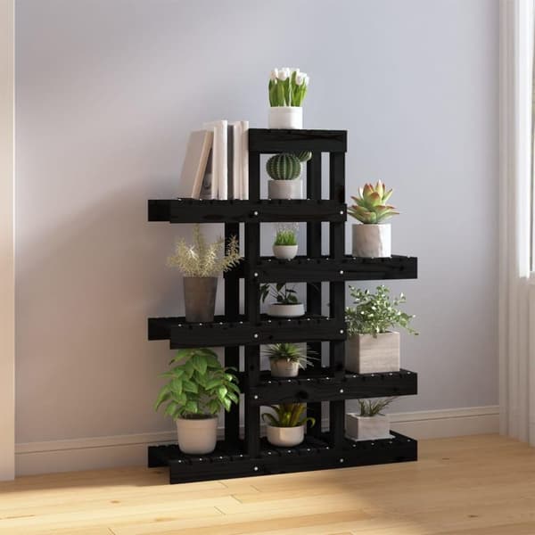 vidaXL Kasviteline musta 85x25x109,5 cm täysi mänty