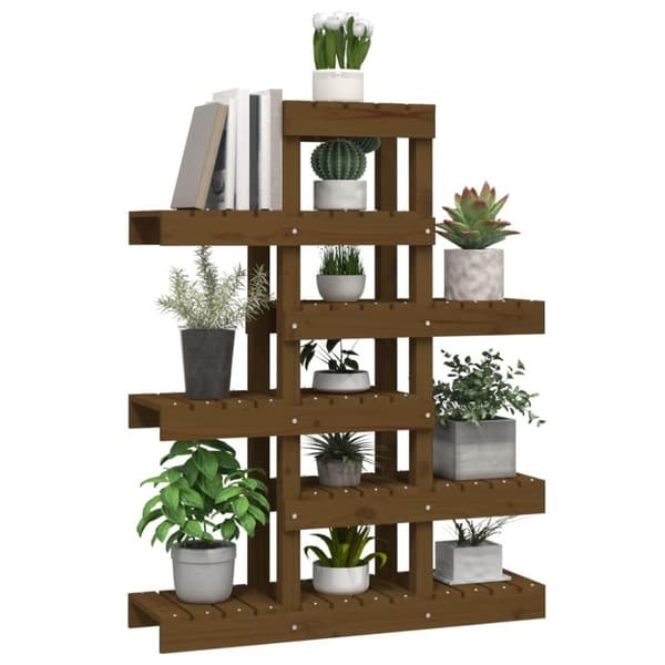 vidaXL plantestativ 85x25x109,5 cm massivt fyrretræ gyldenbrun