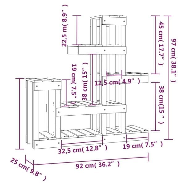 vidaXL Plantestativ hvit 92x25x97 cm heltre furu
