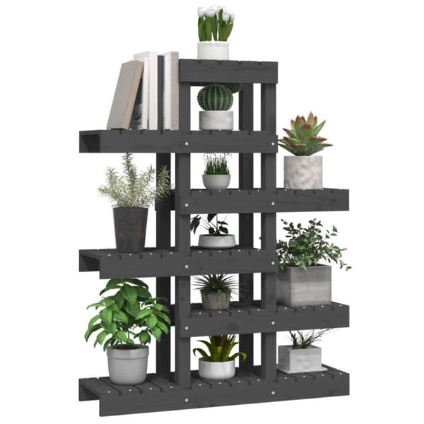 vidaXL Plantestativ grå 85x25x109,5 cm heltre furu