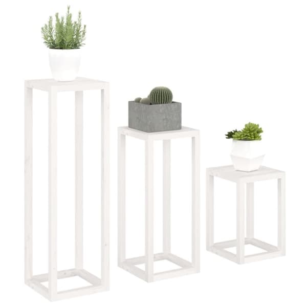 vidaXL Plantestativer 3 stk hvit heltre furu