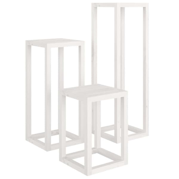 vidaXL Plantestativer 3 stk hvit heltre furu