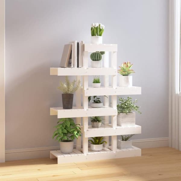 vidaXL Plantestativ hvit 85x25x109,5 cm heltre furu