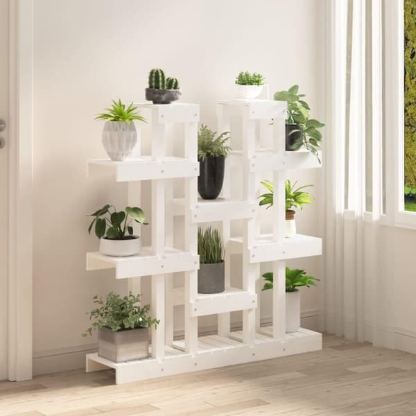 vidaXL Plantestativ hvit 104,5x25x109,5 cm heltre furu