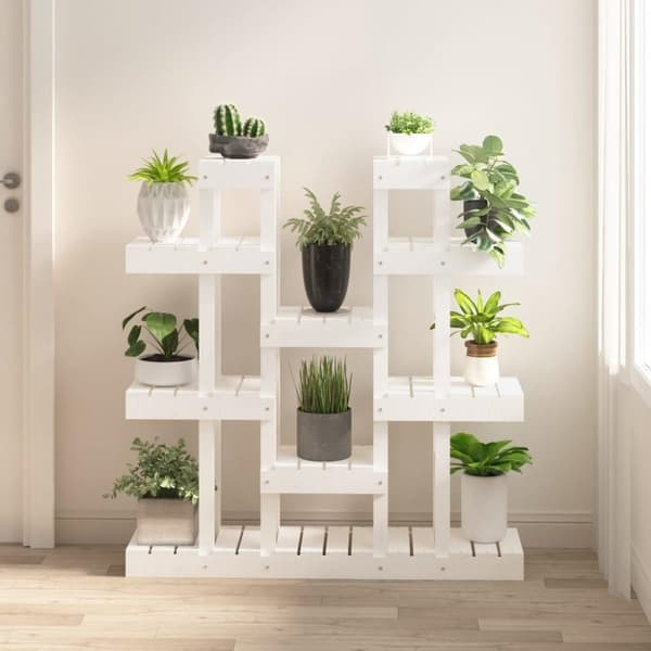 vidaXL Plantestativ hvit 104,5x25x109,5 cm heltre furu