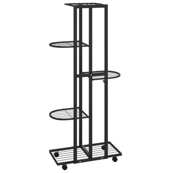 vidaXL 5-kerroksinen Kukkateline pyörillä 44x23x100 cm musta rauta
