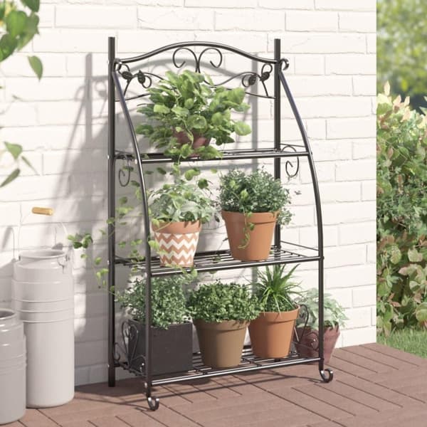 vidaXL blomsterstativ 56x30x96 cm stål sort