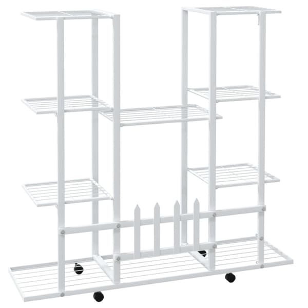 vidaXL blomsterstativ med hjul 94,5x24,5x91,5 cm jern hvid