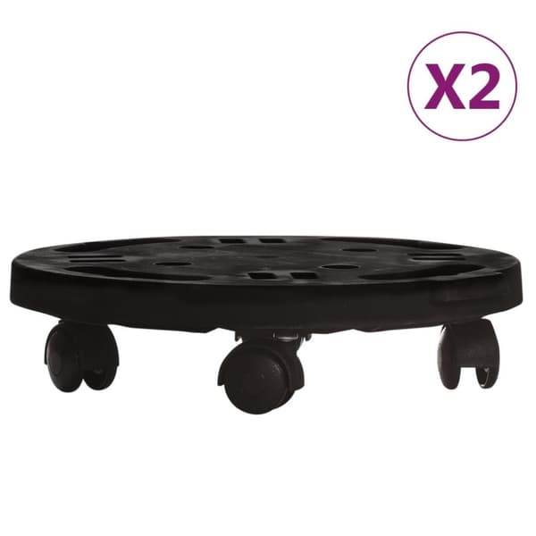 vidaXL Blomvagnar med hjul 2 st diameter 30 cm svart 170 kg