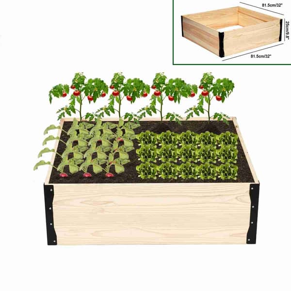 Blomsterkasse planter urtepotte haven højbed planter grøntsagsbed, 81,5x81,5x25cm
