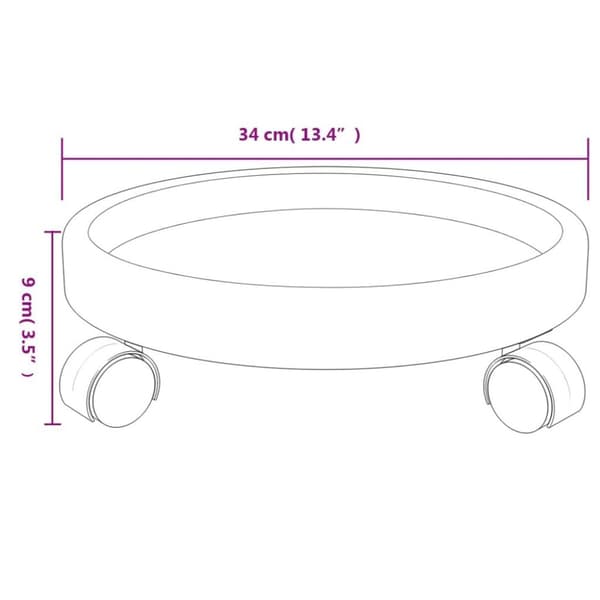 vidaXL Kasvirullakot pyörillä 2 kpl harmaa halkaisija 34 cm 35 kg