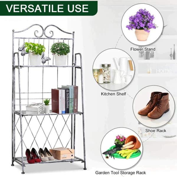Rootz Plantehylde - Plantestativ - Blomsterhylde - Blomsterstativ - Blomsterstige - Havehylde - Metal - Sølv/Grå - 44Lx25Bx96H cm