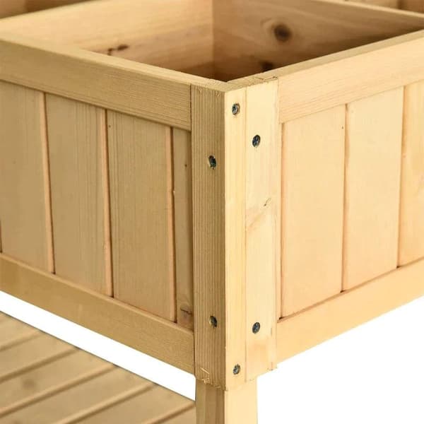 Rootz Plantebord - Højbed - Blomsterkasse - Vækstbord - Plantestativ - Naturligt træ - 120 x 60 x 81 cm