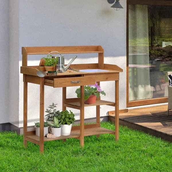 Rootz-istutuspöytä - Pöytä tarjottimella - Kuusi - Puutarha - Parveke - 117L x 45L x 121K cm