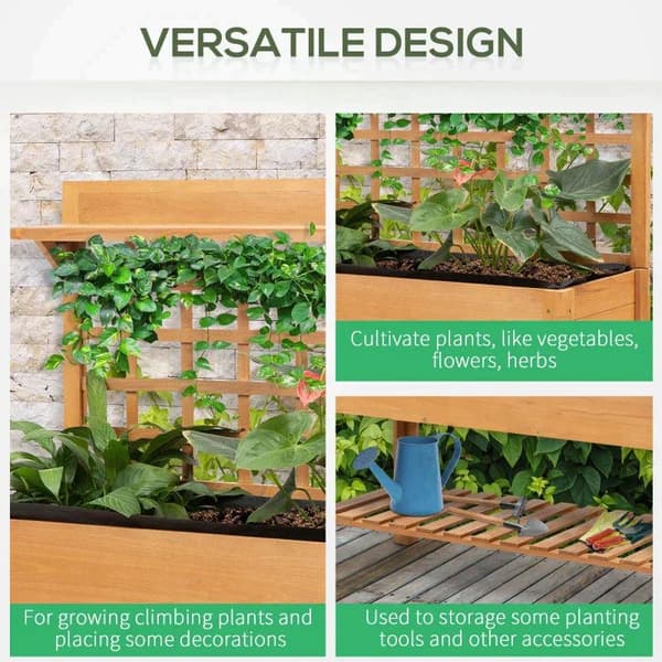Rootz Højseng - Plantebord - Blomsterbord - Arbejdsbord - Havebord - Plantebord i træ - Have - Balkon - Brun - 105 x 40 x 135 cm