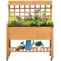 Miniatyrbillede 1 af 11: Rootz Højseng - Plantebord - Blomsterbord - Arbejdsbord - Havebord - Plantebord i træ - Have - Balkon - Brun - 105 x 40 x 135 cm