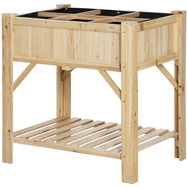 Rootz Plantebed - Træhøjbed - Med 6 separate dyrkningsområder - Plantebord - Blomsterkasse - 78,5 x 58 x 81 cm