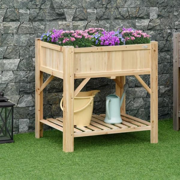 Rootz Plantebed - Træhøjbed - Med 6 separate dyrkningsområder - Plantebord - Blomsterkasse - 78,5 x 58 x 81 cm