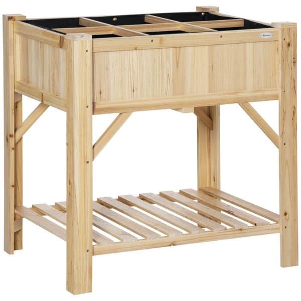Rootz Plantebed - Træhøjbed - Med 6 separate dyrkningsområder - Plantebord - Blomsterkasse - 78,5 x 58 x 81 cm