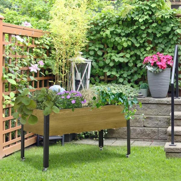 Rootz Planteringslåda - Trädgårdssäng - Upphöjd bädd - Blomlåda - Blomkruka - Ljusbrun - 120 x 60 x 72 cm