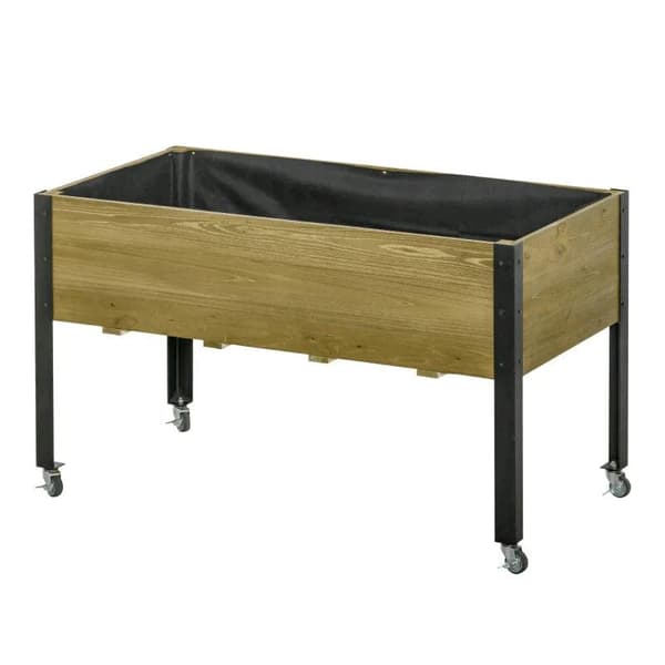 Rootz Plantekasse - Haveseng - Højbed - Blomsterkasse - Urtepotte - Lysebrun - 120 x 60 x 72 cm