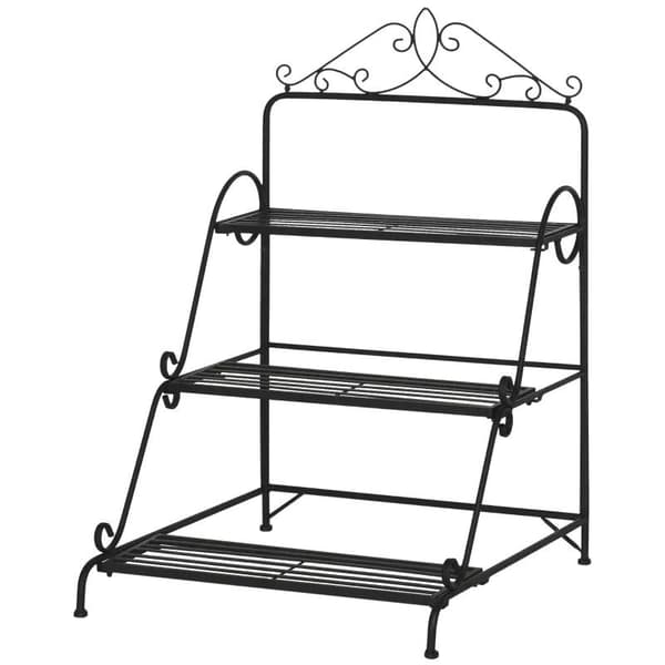 Rootzin kasviteline - 3-tasoinen koristekasvien teline - metalli - musta - 60,5 x 59,5 x 95,5 cm