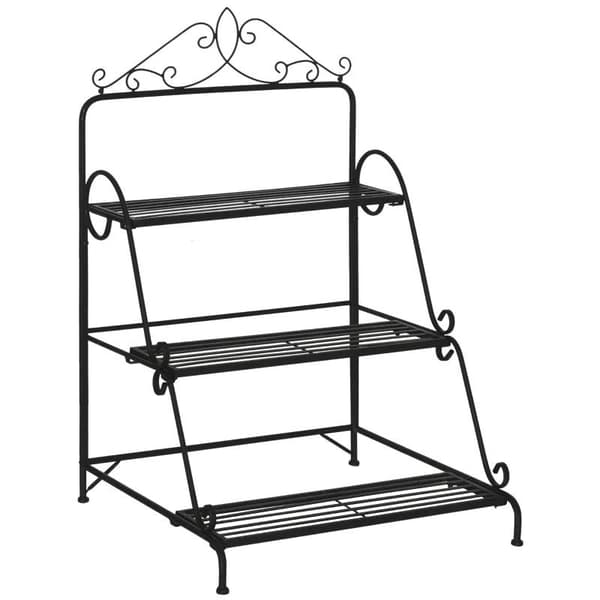 Rootzin kasviteline - 3-tasoinen koristekasvien teline - metalli - musta - 60,5 x 59,5 x 95,5 cm
