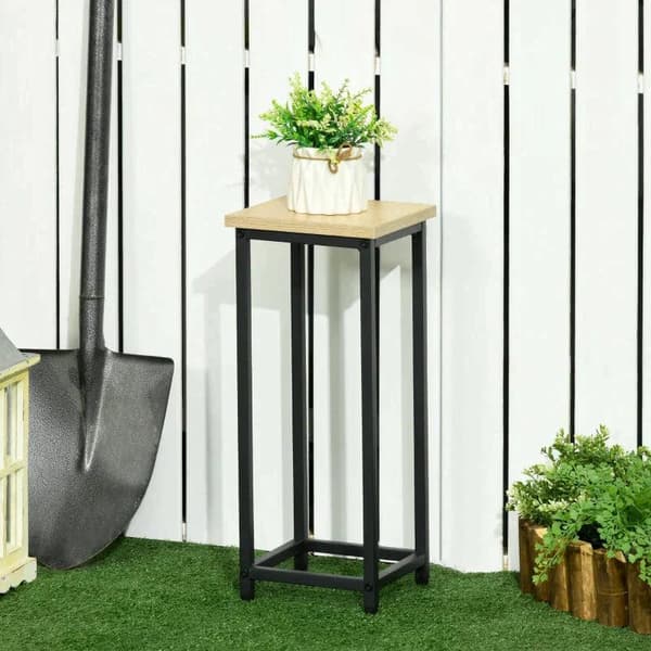 Rootz Plantestativer - Blomsterstander - Plantestativsæt i 3 dele - Stabelbar pladsbesparende - Stål - Brun/Sort - 21 cm x 21 cm x 50/70/90 cm